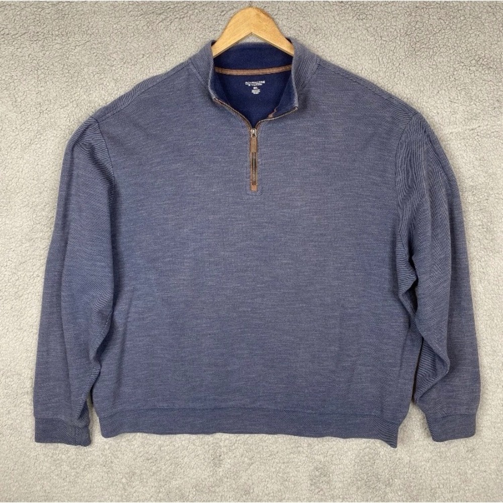 Roundtree & Yorke Sweater XXL Heather Blue Long Sleeve 1/4 Zip Pullover Cotton